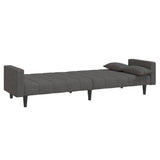 2-Seater Sofa Bed with Two Pillows Dark Grey Fabric - Rear View