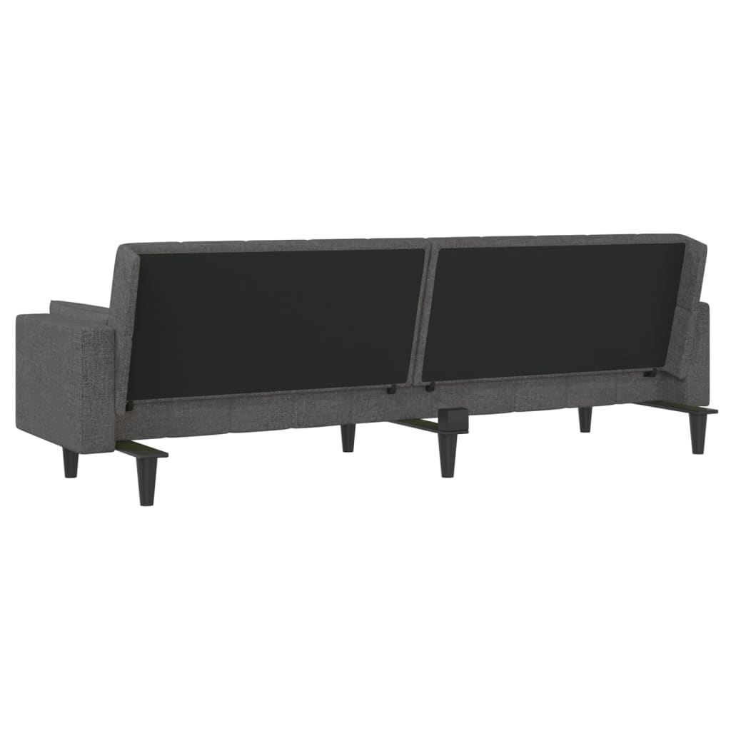 2-Seater Sofa Bed with Two Pillows Dark Grey Fabric
