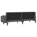 2-Seater Sofa Bed with Two Pillows Dark Grey Fabric