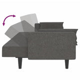 2-Seater Sofa Bed with Two Pillows Dark Grey Fabric - Low Angle