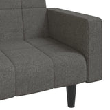 2-Seater Sofa Bed with Two Pillows Dark Grey Fabric - Extra Image