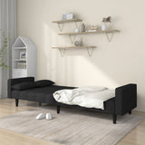 2-Seater Sofa Bed with Two Pillows Black Fabric - Side View