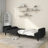 2-Seater Sofa Bed with Two Pillows Black Velvet - Side View