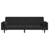 2-Seater Sofa Bed with Two Pillows Black Velvet
