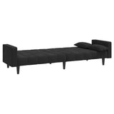 2-Seater Sofa Bed with Two Pillows Black Velvet - Rear View