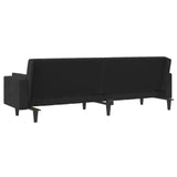 2-Seater Sofa Bed with Two Pillows Black Velvet