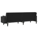 2-Seater Sofa Bed with Two Pillows Black Velvet - Low Angle