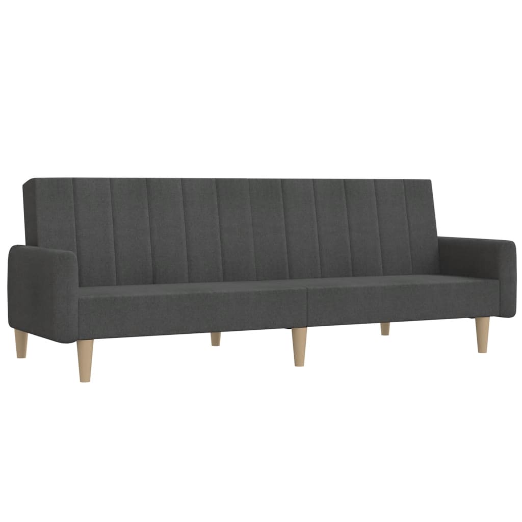 2-Seater Sofa Bed Dark Grey Fabric
