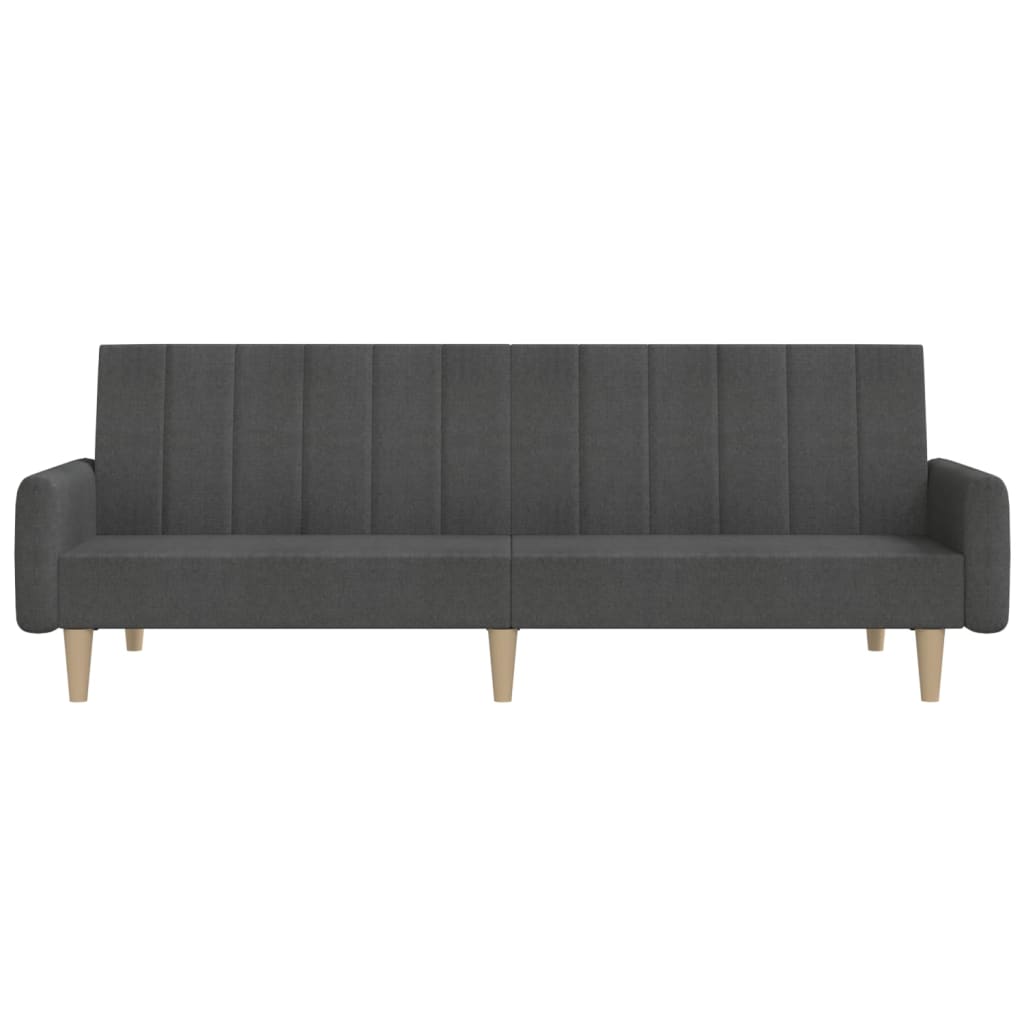 2-Seater Sofa Bed Dark Grey Fabric