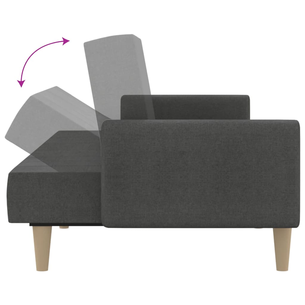 2-Seater Sofa Bed Dark Grey Fabric