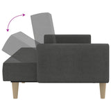 2-Seater Sofa Bed Dark Grey Fabric