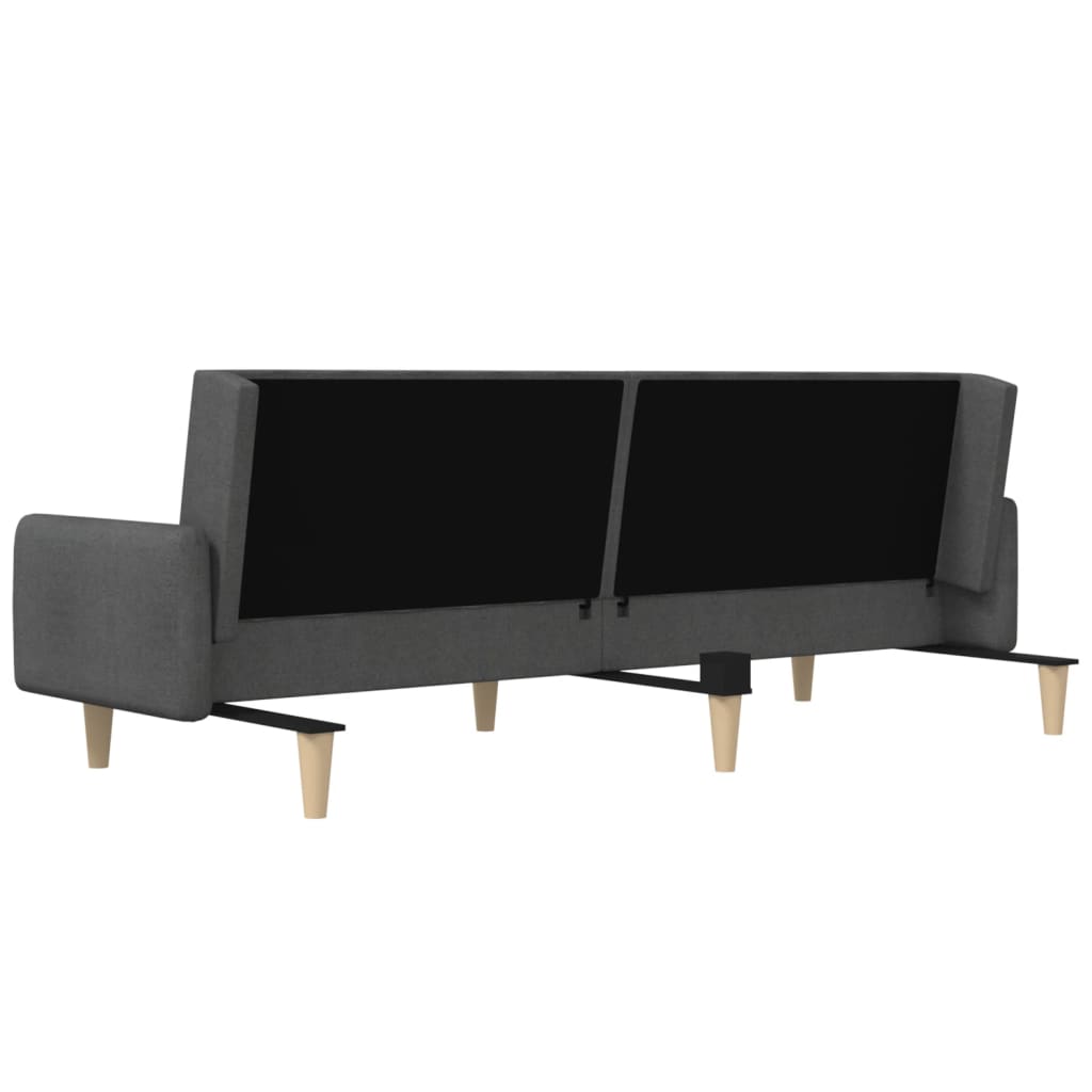 2-Seater Sofa Bed Dark Grey Fabric