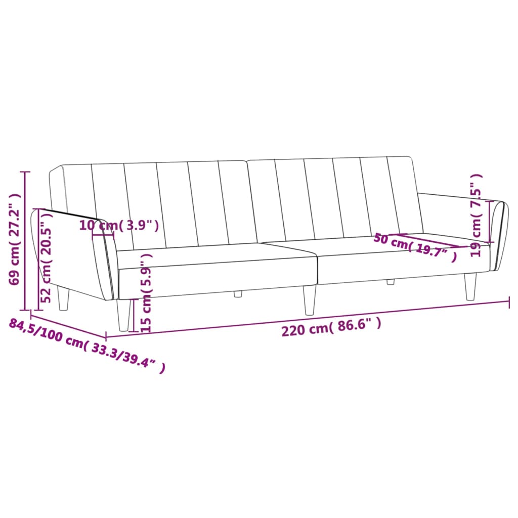 2-Seater Sofa Bed Dark Grey Fabric