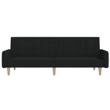 2-Seater Sofa Bed Black Fabric - 45-Degree Angle