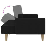 2-Seater Sofa Bed Black Fabric - Close-Up Angle