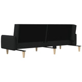 2-Seater Sofa Bed Black Fabric - Low Angle