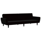 2-Seater Sofa Bed Black Velvet - Front View