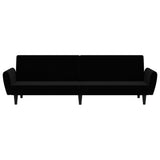 2-Seater Sofa Bed Black Velvet - 45-Degree Angle