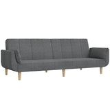 2-Seater Sofa Bed with Two Pillows Light Grey Fabric - Front View