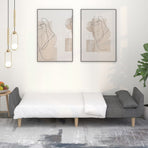 2-Seater Sofa Bed with Two Pillows Light Grey Fabric