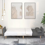 2-Seater Sofa Bed with Two Pillows Light Grey Fabric - Side View