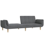 2-Seater Sofa Bed with Two Pillows Light Grey Fabric