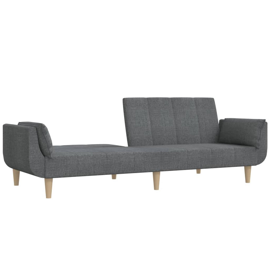 2-Seater Sofa Bed with Two Pillows Light Grey Fabric