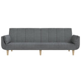 2-Seater Sofa Bed with Two Pillows Light Grey Fabric - 45-Degree Angle