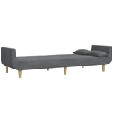 2-Seater Sofa Bed with Two Pillows Light Grey Fabric - Rear View