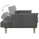 2-Seater Sofa Bed with Two Pillows Light Grey Fabric - Low Angle