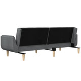2-Seater Sofa Bed with Two Pillows Light Grey Fabric