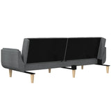 2-Seater Sofa Bed with Two Pillows Light Grey Fabric - Extra Image