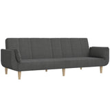 2-Seater Sofa Bed with Two Pillows Dark Grey Fabric - Front View
