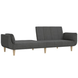 2-Seater Sofa Bed with Two Pillows Dark Grey Fabric - Top-Down View