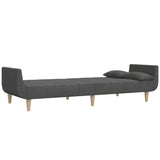 2-Seater Sofa Bed with Two Pillows Dark Grey Fabric - Rear View