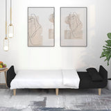 2-Seater Sofa Bed with Two Pillows Black Fabric - Side View