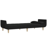 2-Seater Sofa Bed with Two Pillows Black Fabric - Rear View