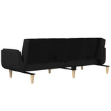2-Seater Sofa Bed with Two Pillows Black Fabric - Extra Image