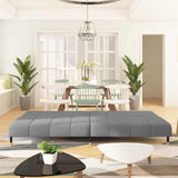 2-Seater Sofa Bed Light Grey Velvet - Side View