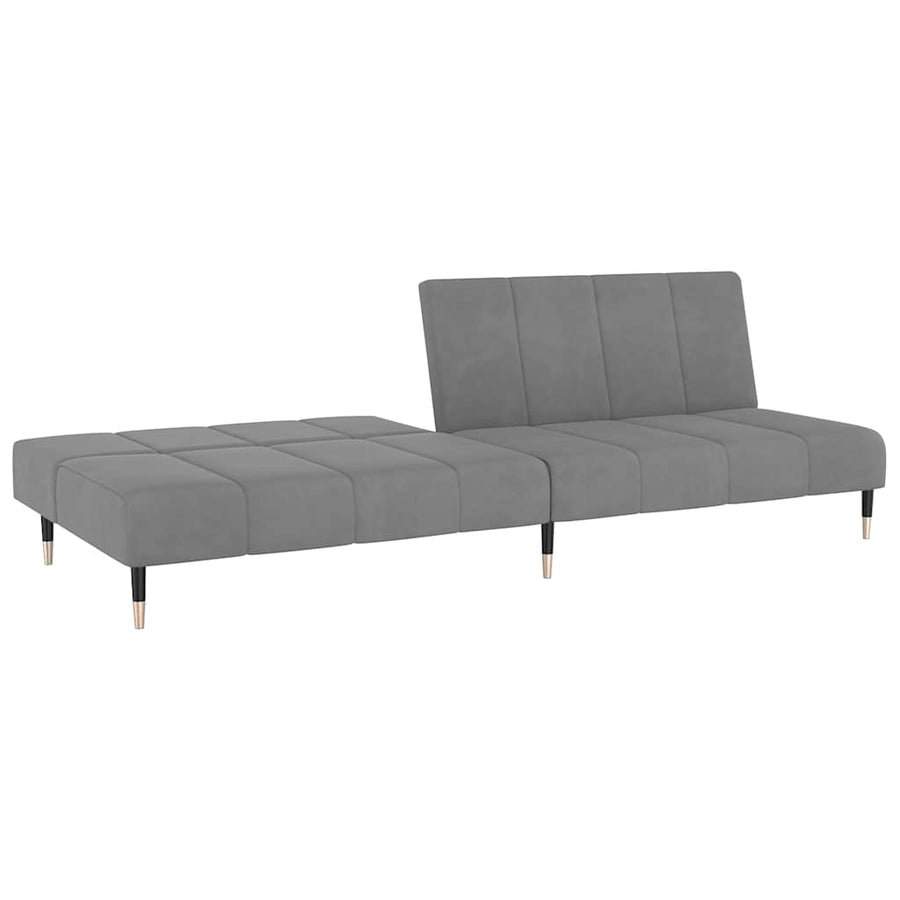 2-Seater Sofa Bed Light Grey Velvet
