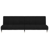 2-Seater Sofa Bed Black Velvet - 45-Degree Angle