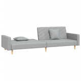 2-Seater Sofa Bed with Two Pillows Light Grey Fabric - Top-Down View