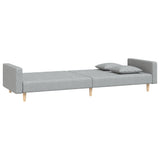 2-Seater Sofa Bed with Two Pillows Light Grey Fabric - Rear View