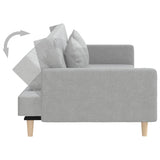 2-Seater Sofa Bed with Two Pillows Light Grey Fabric - Close-Up Angle
