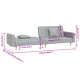 2-Seater Sofa Bed with Two Pillows Light Grey Fabric - Extra Image