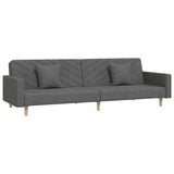 2-Seater Sofa Bed with Two Pillows Dark Grey Fabric - Front View