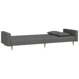 2-Seater Sofa Bed with Two Pillows Dark Grey Fabric - Rear View