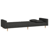 2-Seater Sofa Bed with Two Pillows Black Fabric - Rear View