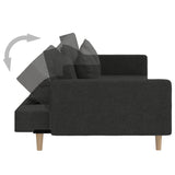 2-Seater Sofa Bed with Two Pillows Black Fabric - Close-Up Angle