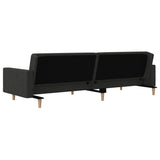 2-Seater Sofa Bed with Two Pillows Black Fabric - Low Angle